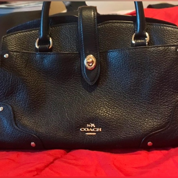 Mini black leather Coach purse. - Picture 2 of 5